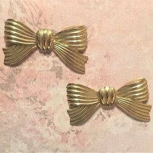 Large Gold Bow Earrings